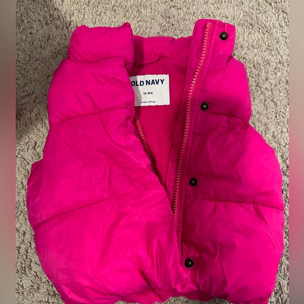 Old Navy Toddler 12-18 month Pink Puffer Vest